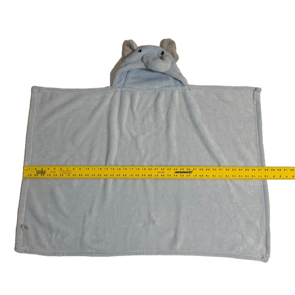 HB Hudson Baby Elephant Blue Baby Blanket Lovey Kids Security Hooded Wrap - Picture 3 of 5